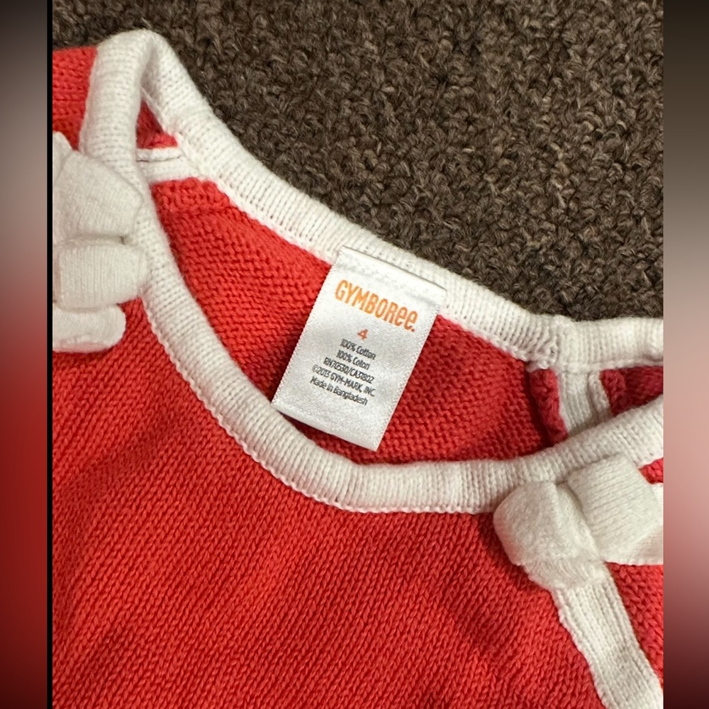 EUC! Gymboree Sz 4T toddler girls sweater dress Red White Knit - Picture 2 of 3